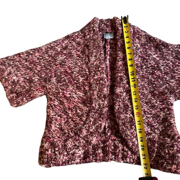 Tabitha Anthropologie Marled Wool Pink Chunky Knit Sweater Shrug Sz S - Picture 9 of 12